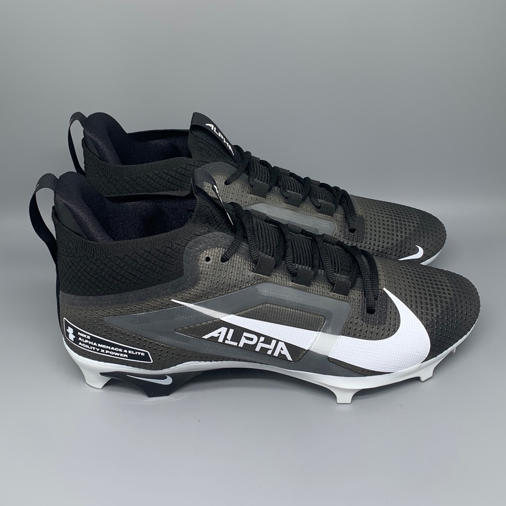 Nike Alpha Menace 4 Elite Black White Football Cleats HF5107-001 Men’s Sz 13.5W